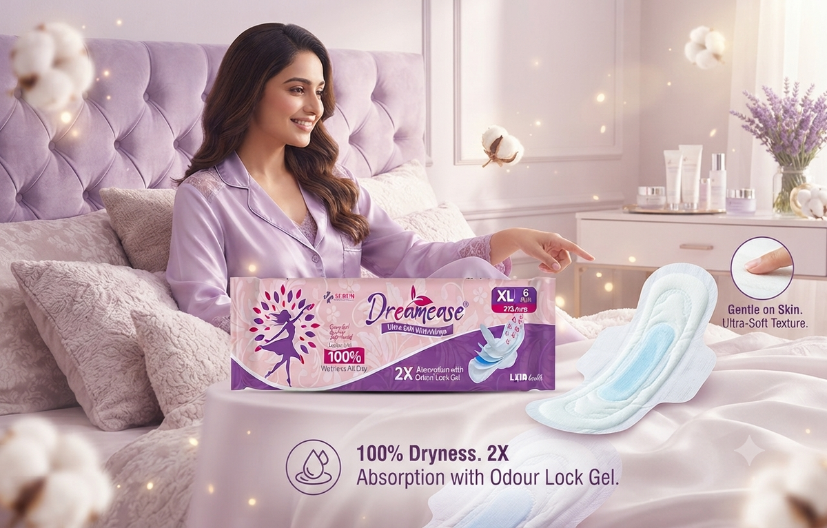 Dreamease XL Period Pads | 100% Wetness Protection & 2X Odour Lock Gel (6 Pads)