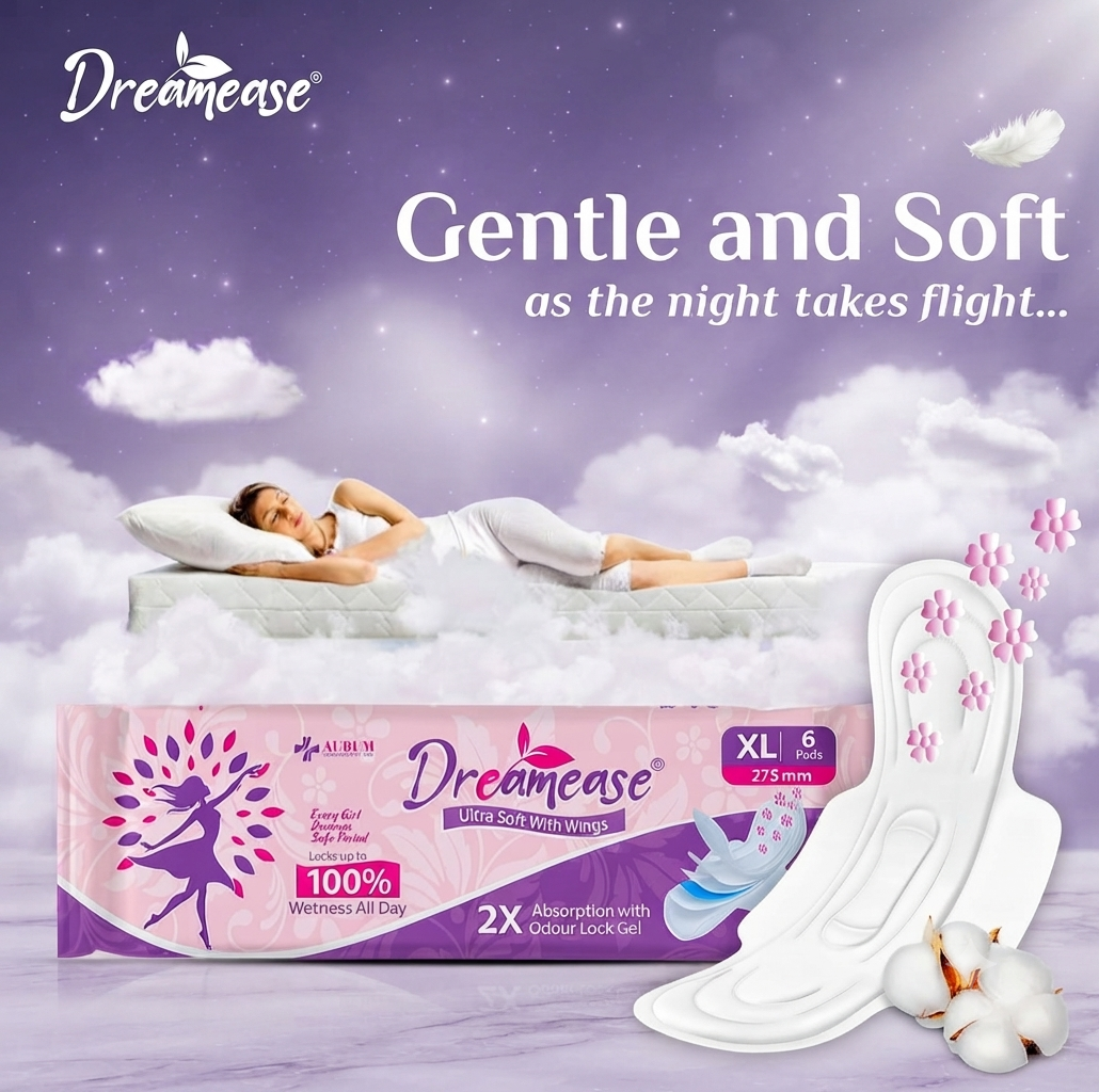 Dreamease XL Period Pads | 100% Wetness Protection & 2X Odour Lock Gel (6 Pads)