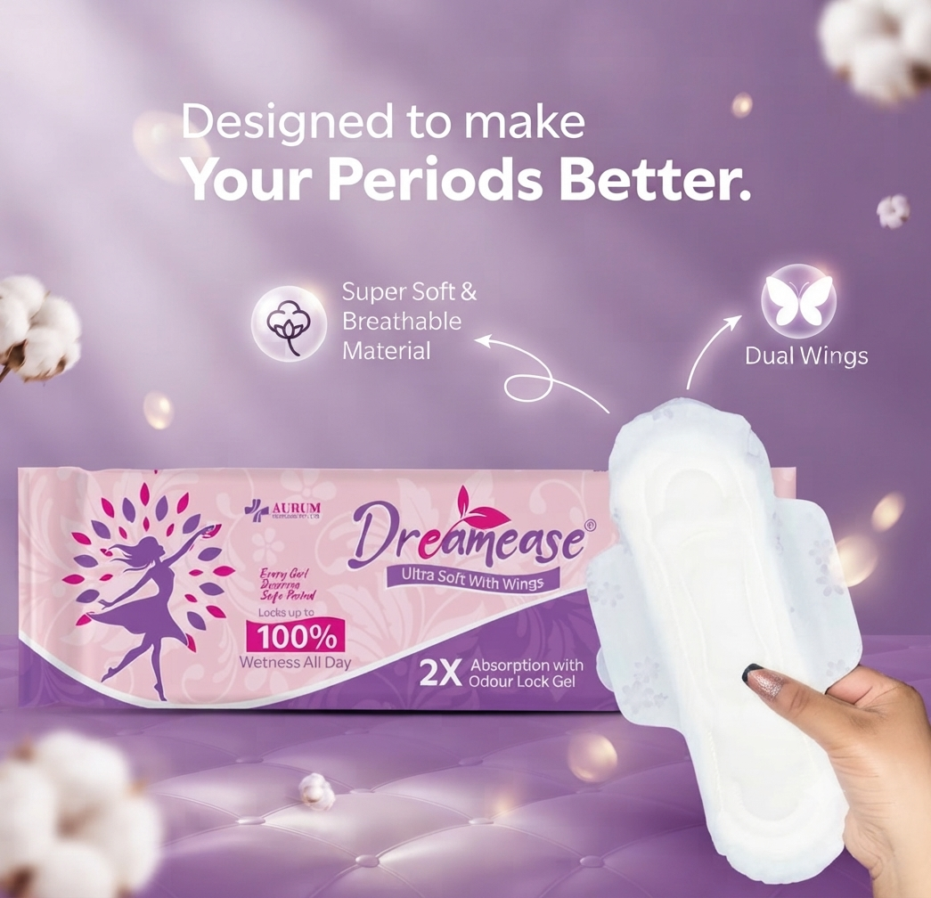 Dreamease XL Period Pads | 100% Wetness Protection & 2X Odour Lock Gel (6 Pads)